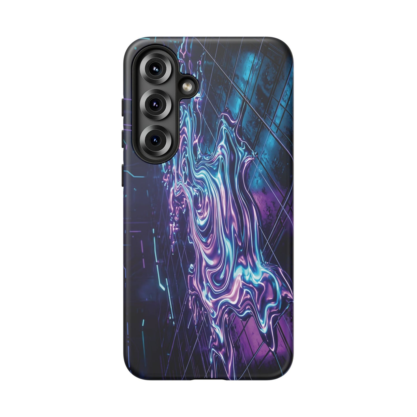 Galaxy Resin Water Tough Case — Neon Purple Blue Abstract Phone Cover