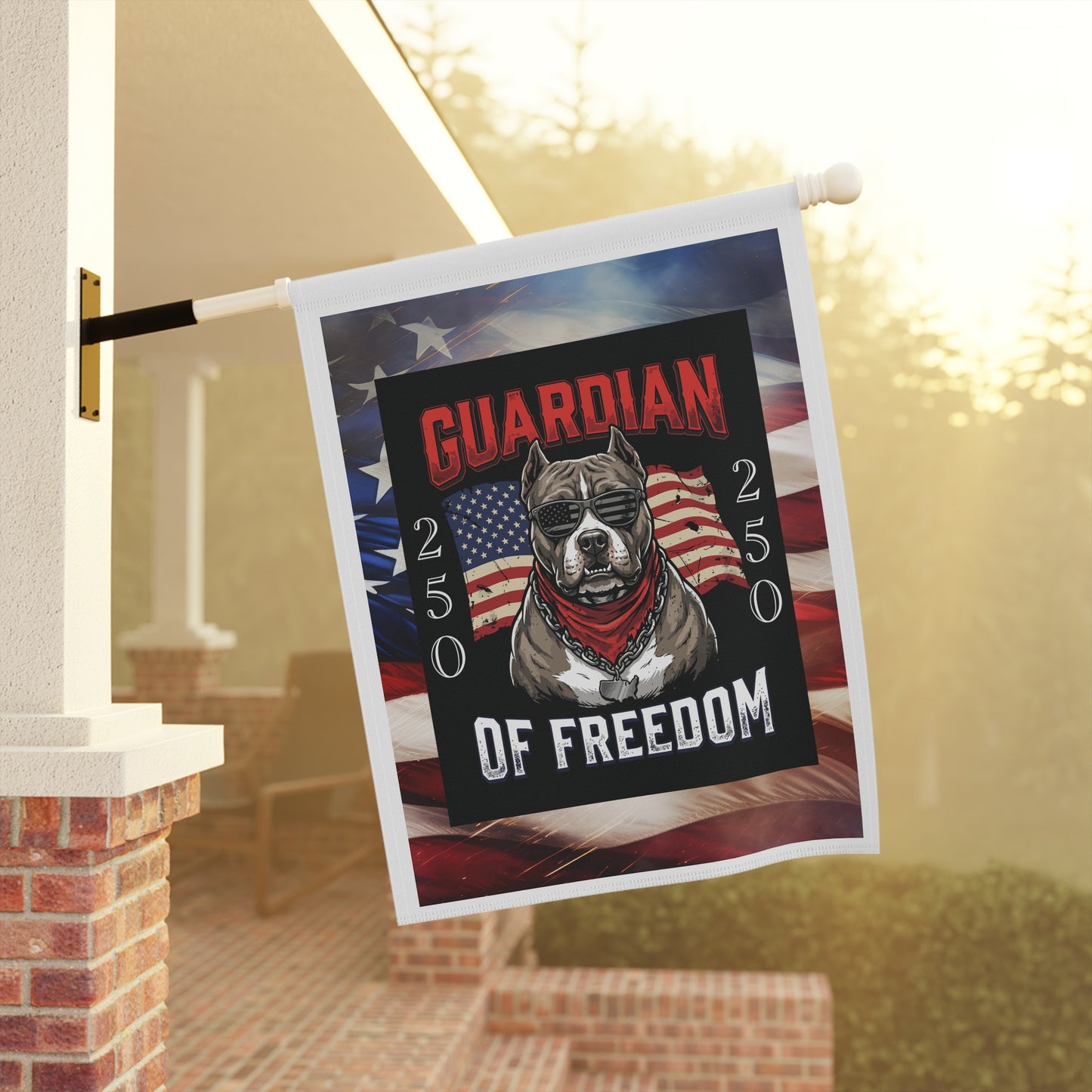 Patriotic Pitbull Garden Flag – "Guardian of Freedom" Outdoor Banner