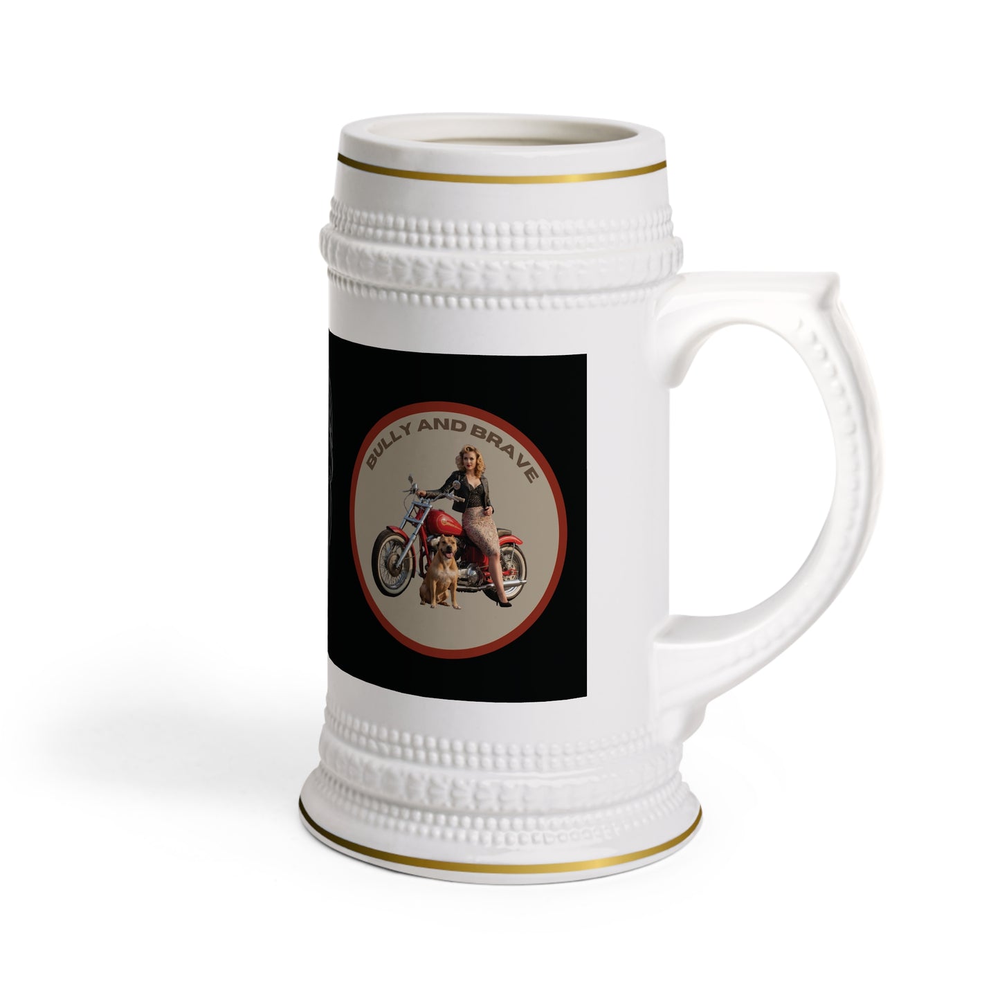 Vintage Motorcycle Beer Stein Mug — Classic Biker Brew Glass