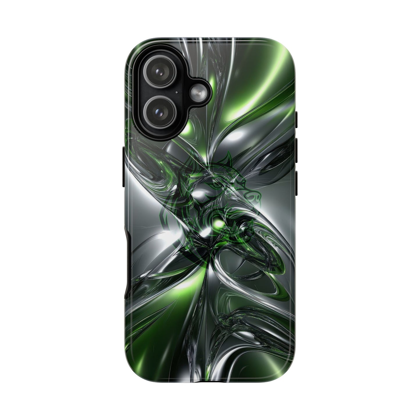 Green Metallic Abstract Tough Phone Case — Rugged Protective Phone Cover