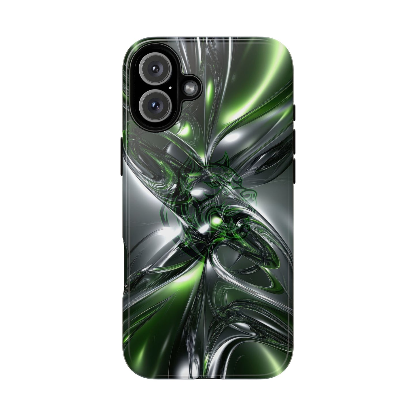 Green Metallic Abstract Tough Phone Case — Rugged Protective Phone Cover