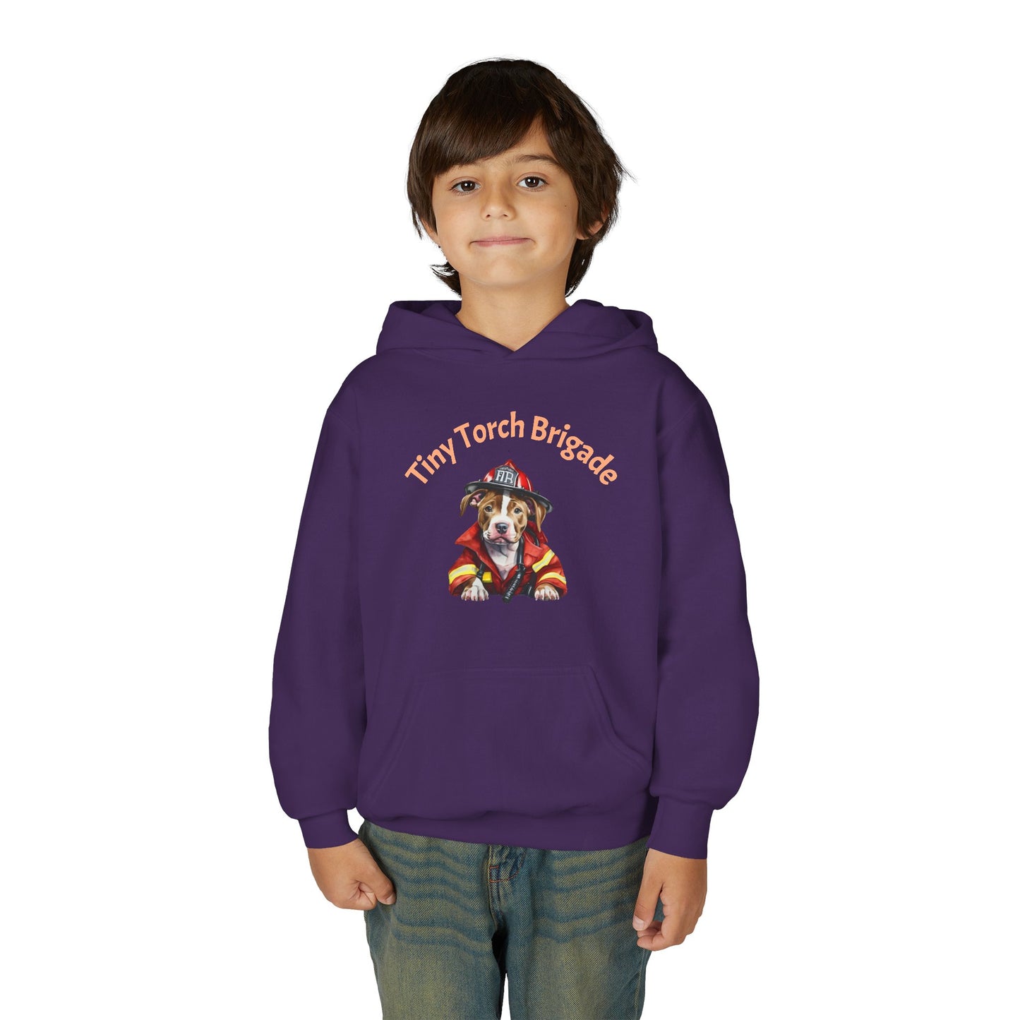 Youth Hoodie - "Tiny Torch Brigade" Firefighter Dog Graphic