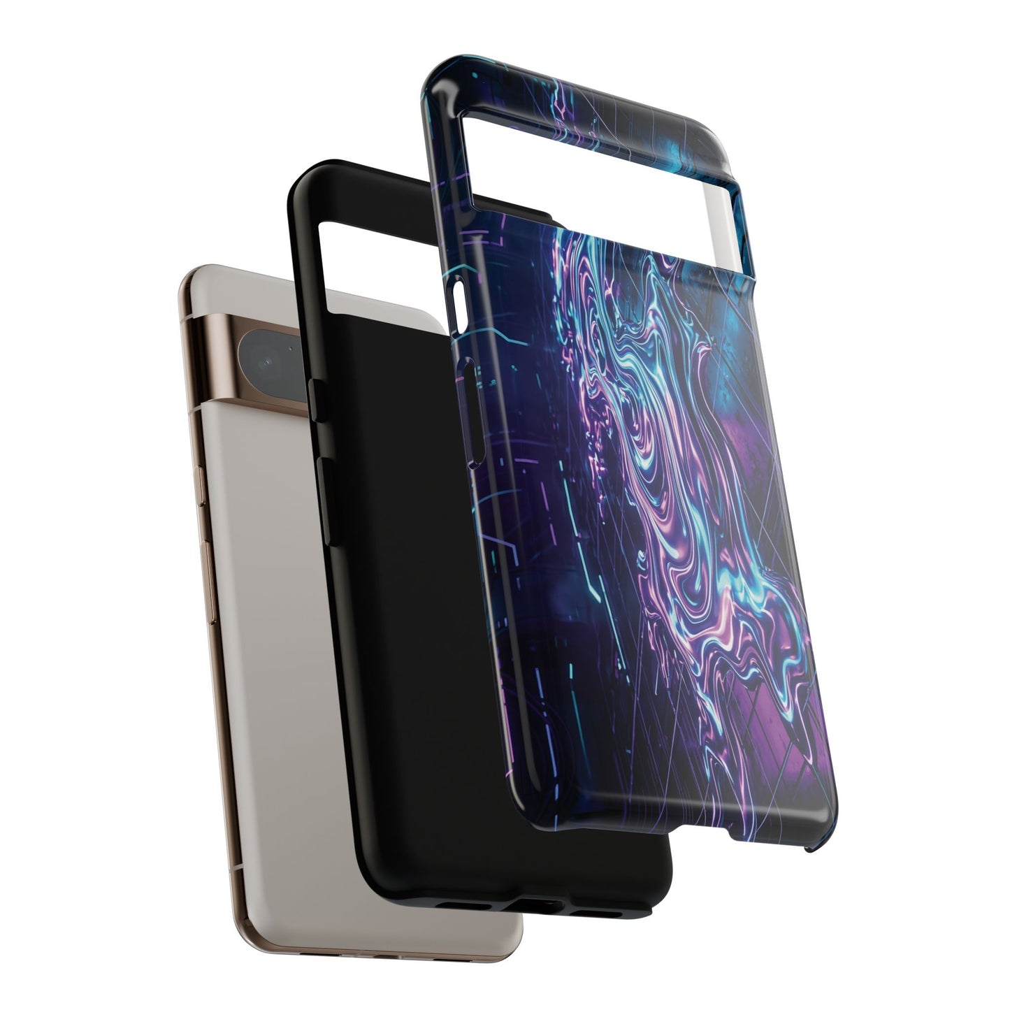 Galaxy Resin Water Tough Case — Neon Purple Blue Abstract Phone Cover