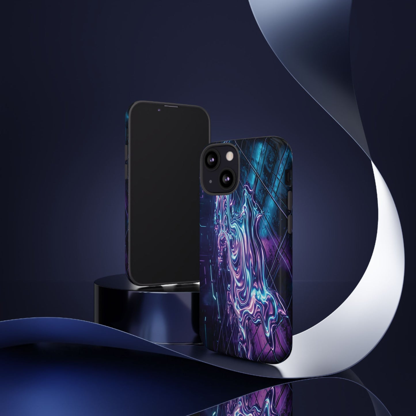 Galaxy Resin Water Tough Case — Neon Purple Blue Abstract Phone Cover