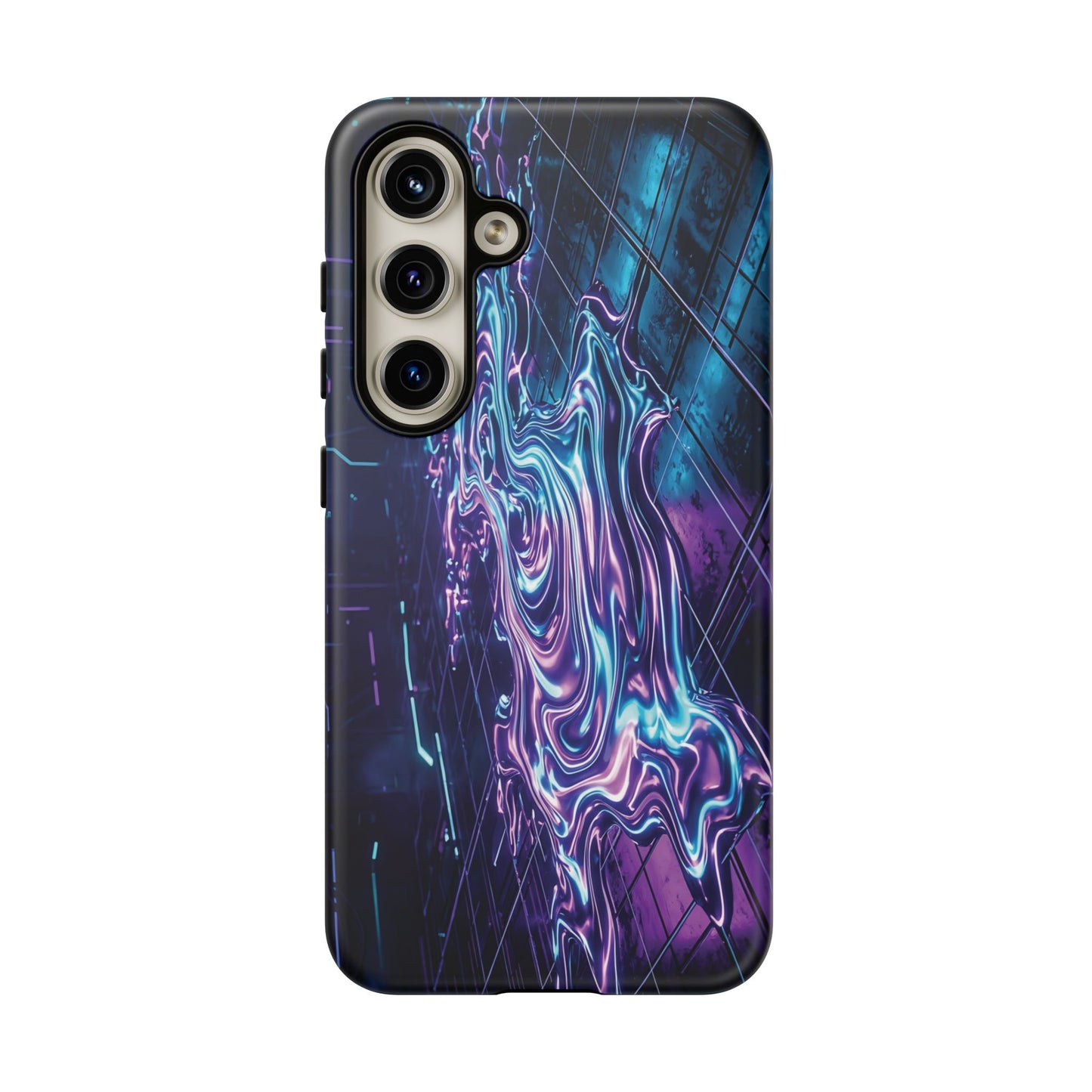Galaxy Resin Water Tough Case — Neon Purple Blue Abstract Phone Cover