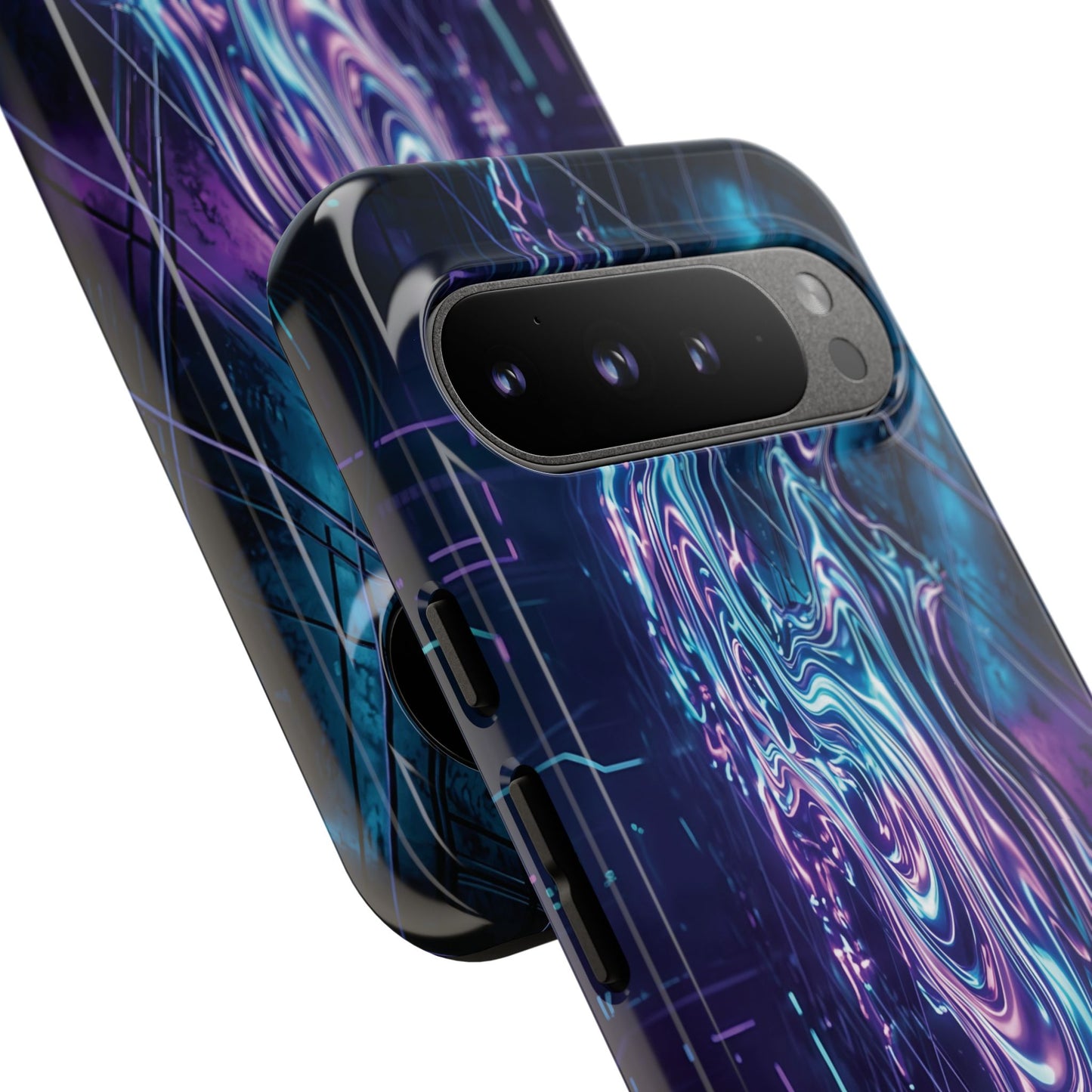 Galaxy Resin Water Tough Case — Neon Purple Blue Abstract Phone Cover