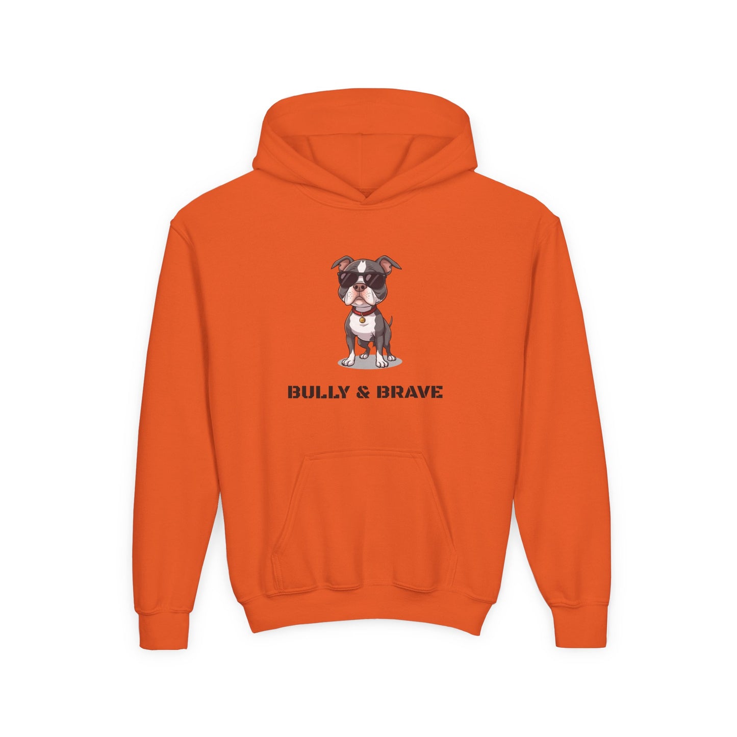 Youth Hoodie — "Bully & Brave" Pitbull Puppy Graphic