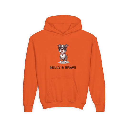 Youth Hoodie — "Bully & Brave" Pitbull Puppy Graphic
