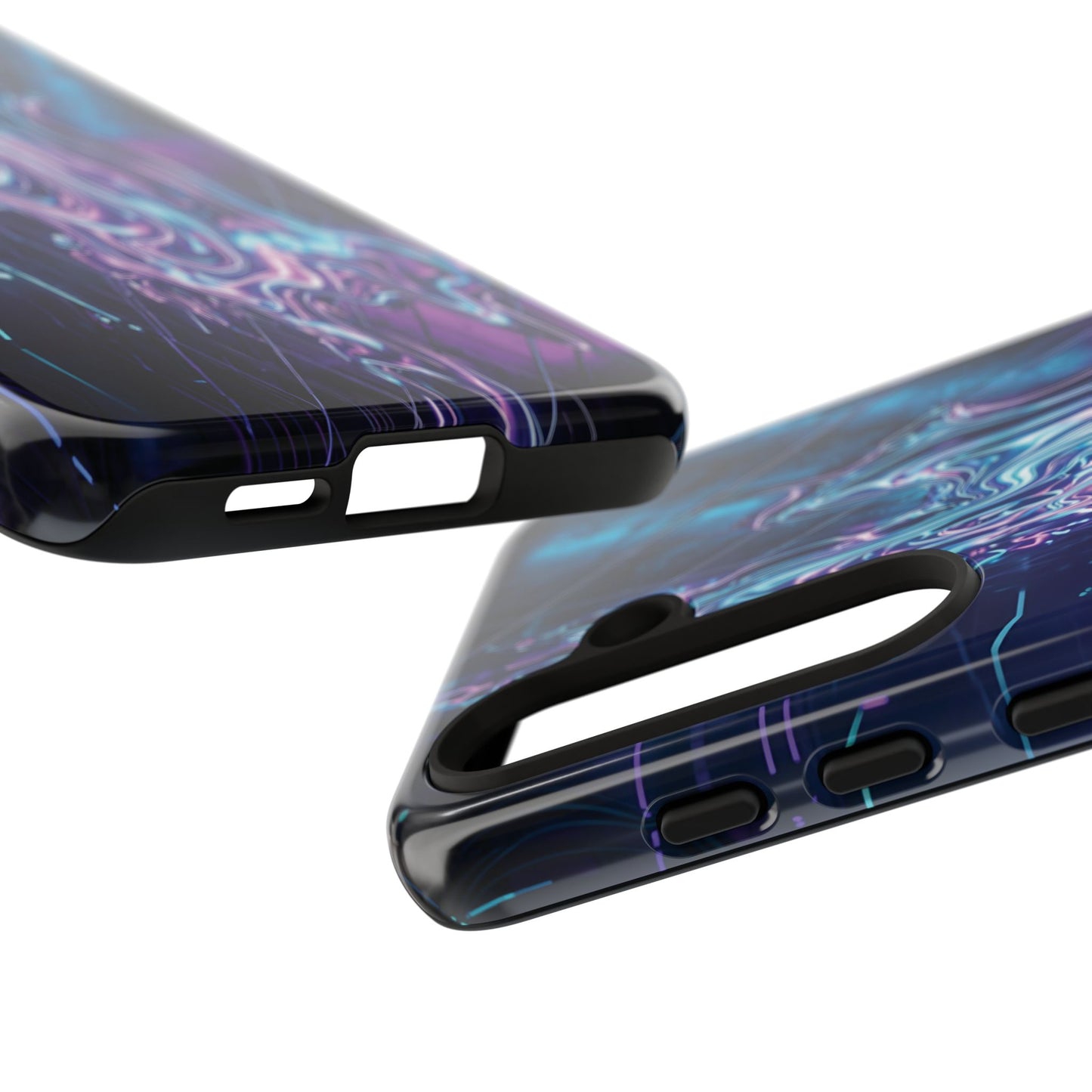 Galaxy Resin Water Tough Case — Neon Purple Blue Abstract Phone Cover