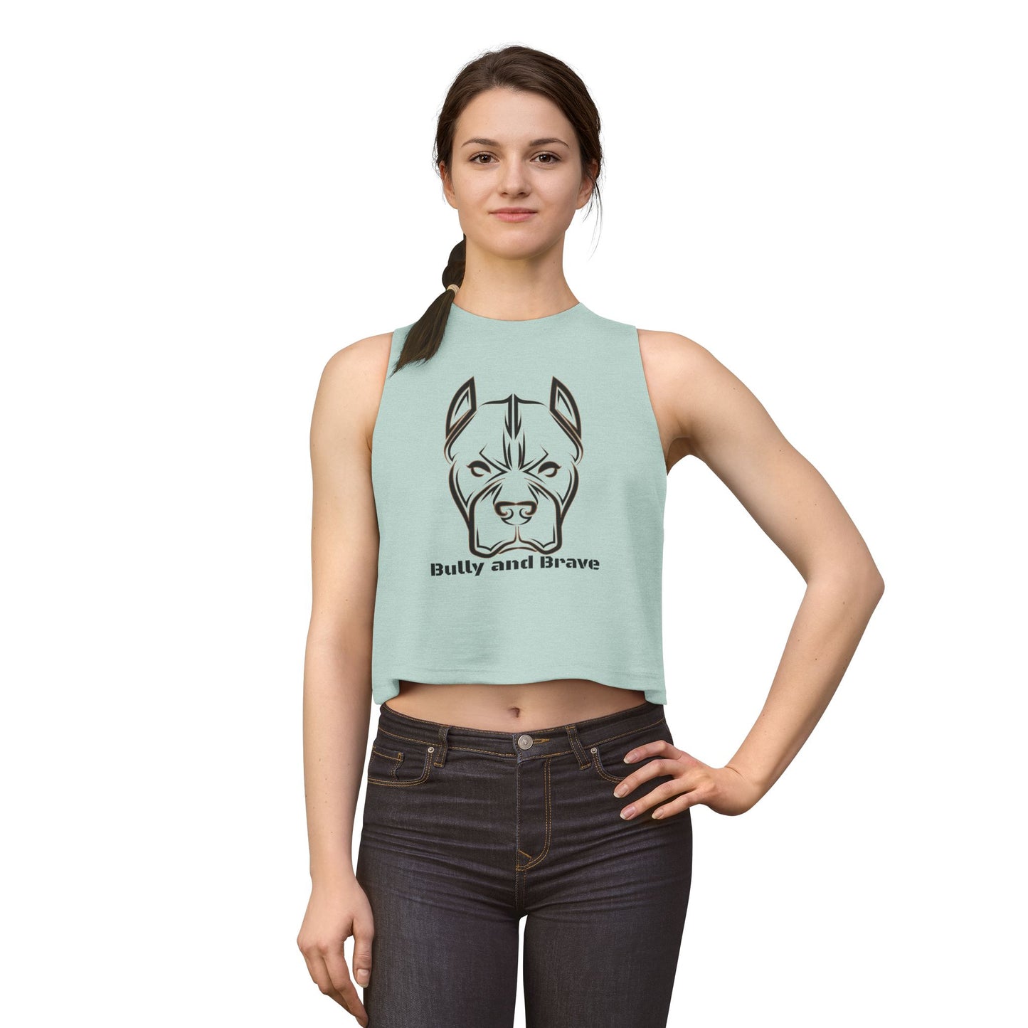 Bully and Brave Women's Crop Tank — Pit Bull Face Graphic Crop Top
