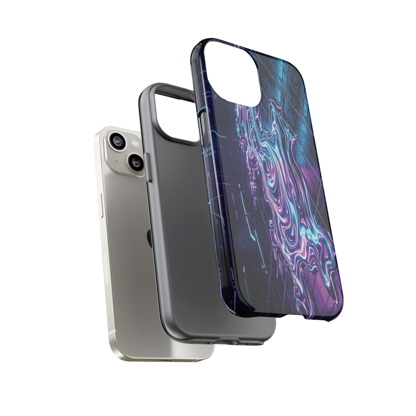 Galaxy Resin Water Tough Case — Neon Purple Blue Abstract Phone Cover