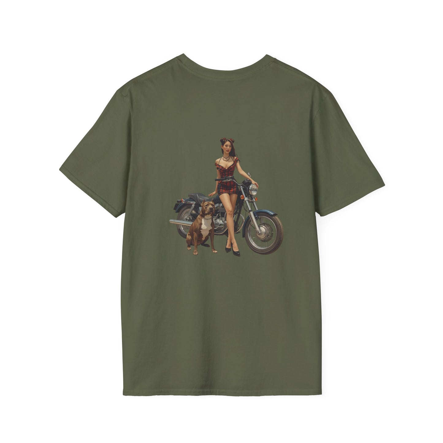 Motorcycle Pin-Up T-Shirt — Retro Biker Girl Graphic Tee