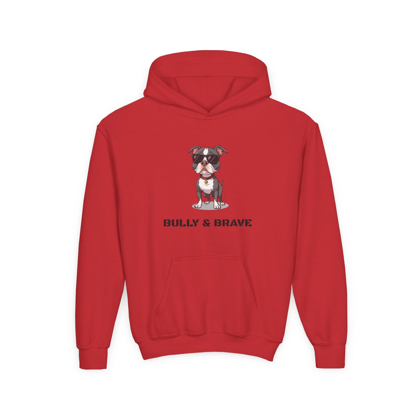 Youth Hoodie — "Bully & Brave" Pitbull Puppy Graphic