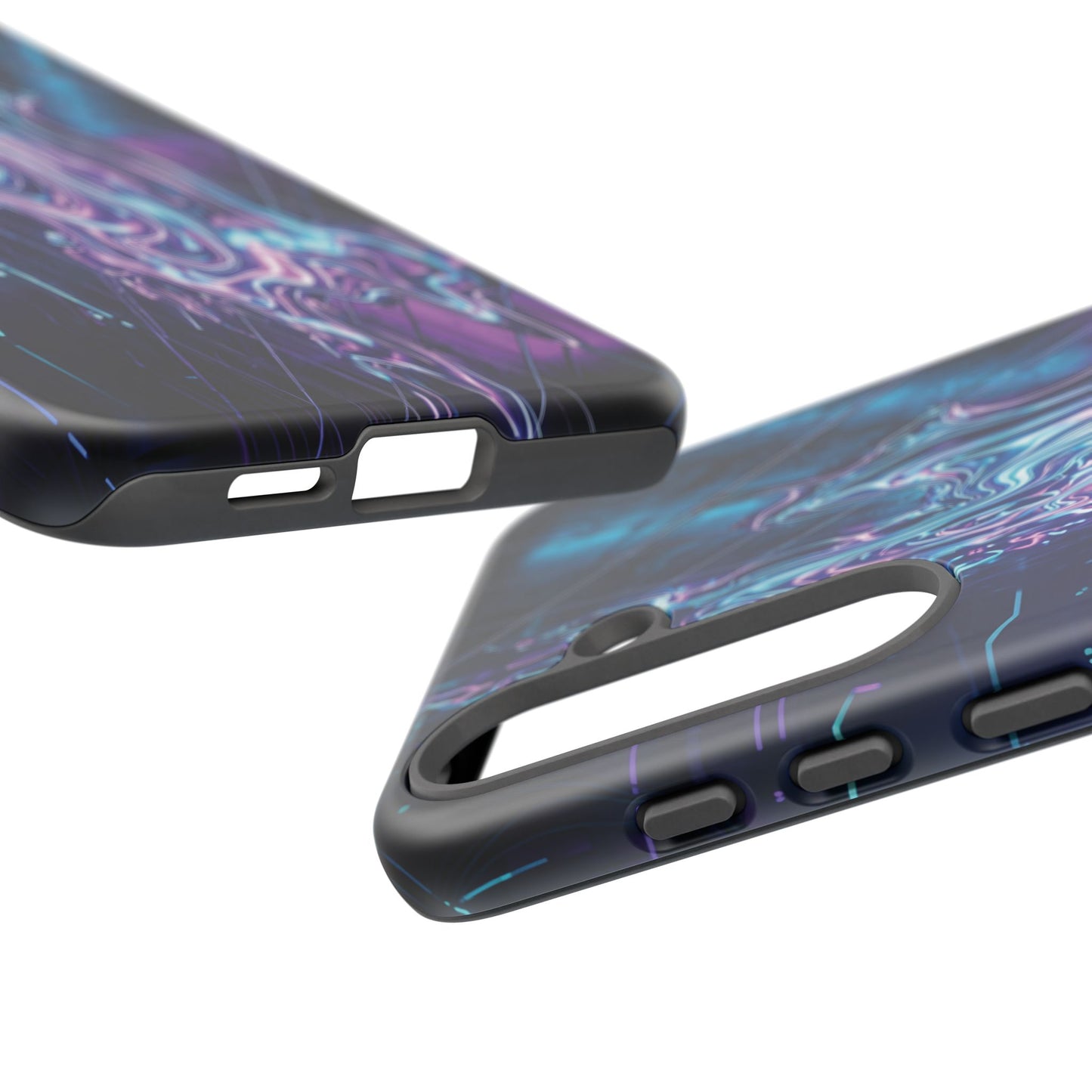 Galaxy Resin Water Tough Case — Neon Purple Blue Abstract Phone Cover