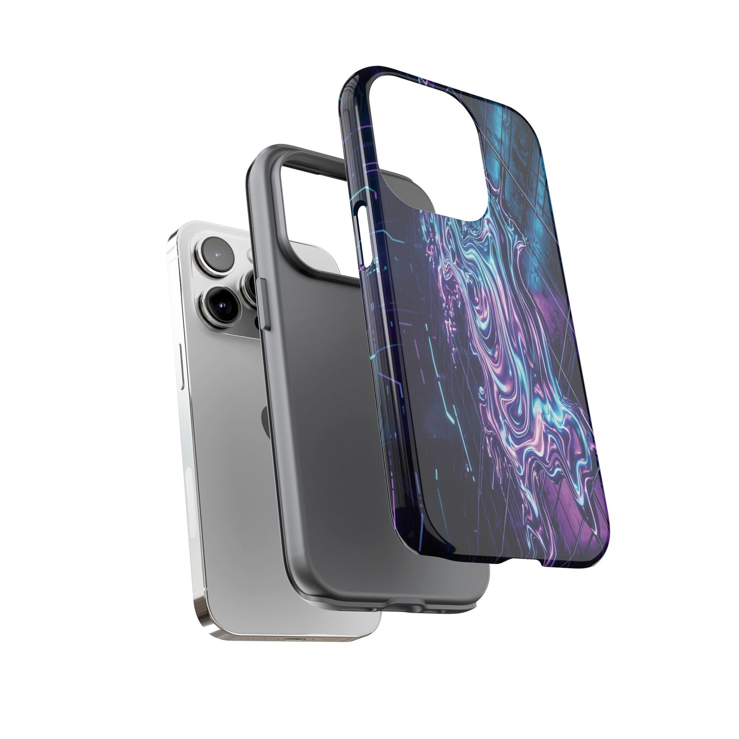 Galaxy Resin Water Tough Case — Neon Purple Blue Abstract Phone Cover