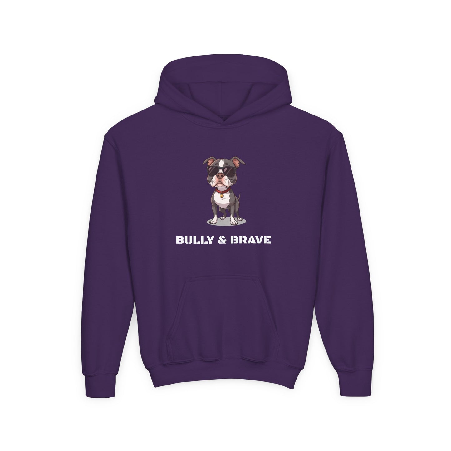 Youth Hoodie — "Bully & Brave" Pitbull Puppy Graphic