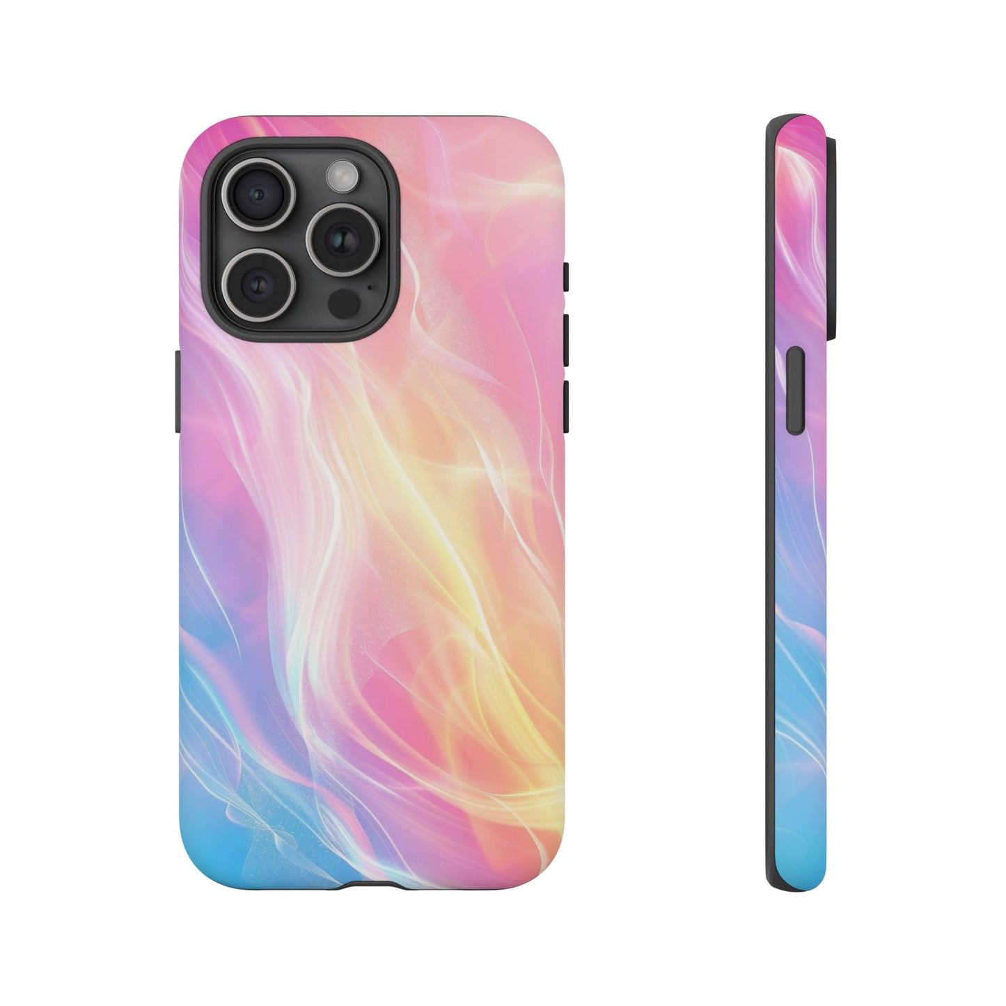 Pastel Marble Tough Phone Case — Protective iPhone Cover with Pink Blue Gradient Swirl