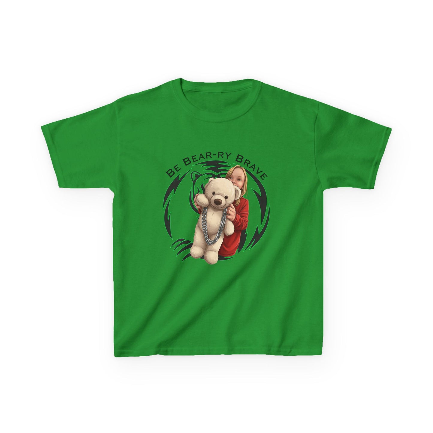 Be Bear-ry Brave Kids T-Shirt — Custom Photo-to-Cartoon Brave Bear Tee