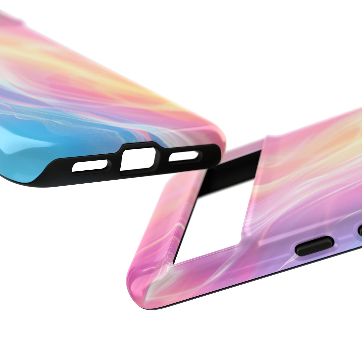 Pastel Marble Tough Phone Case — Protective iPhone Cover with Pink Blue Gradient Swirl