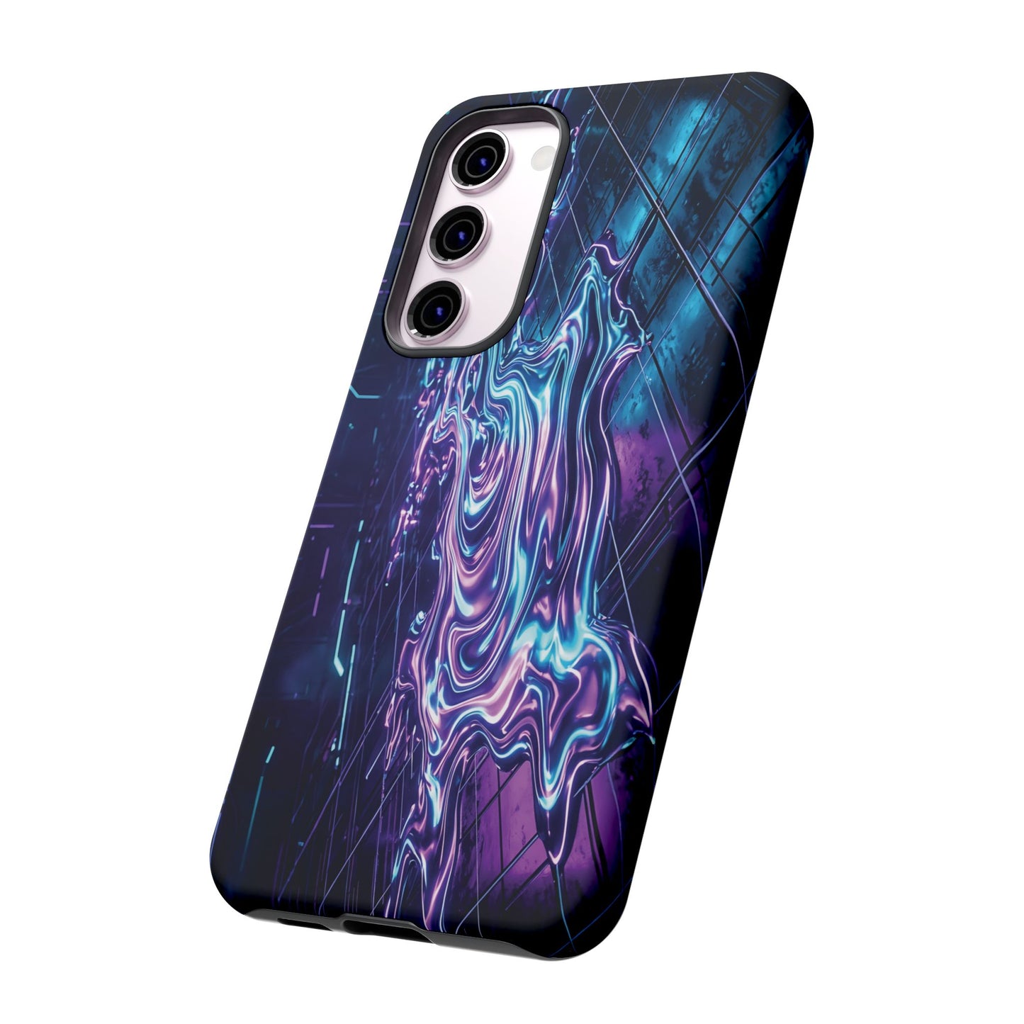 Galaxy Resin Water Tough Case — Neon Purple Blue Abstract Phone Cover