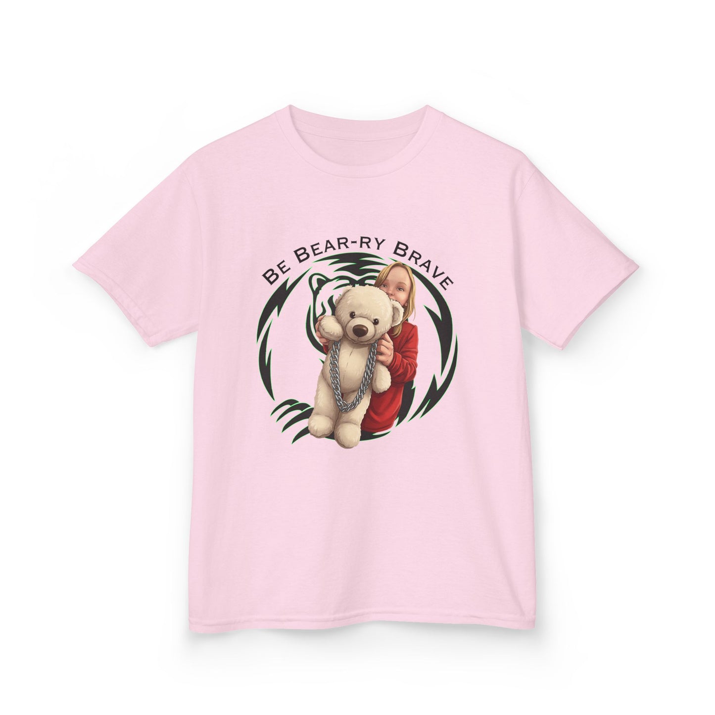 Be Bear-ry Brave Kids T-Shirt — Custom Photo-to-Cartoon Brave Bear Tee