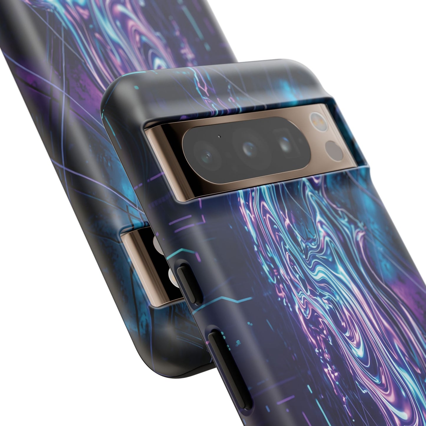 Galaxy Resin Water Tough Case — Neon Purple Blue Abstract Phone Cover