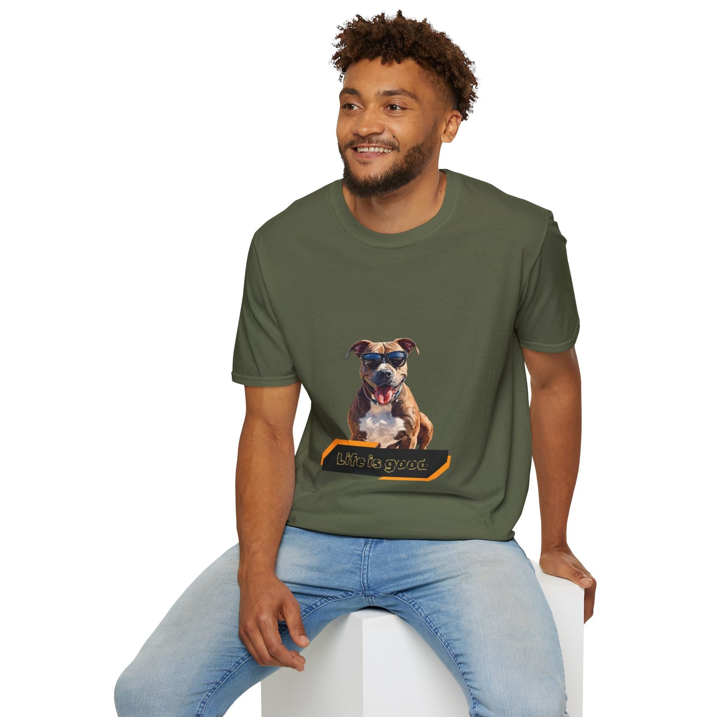 Staffordshire Bull Terrier Graphic T-Shirt — "Life is Good" Tee