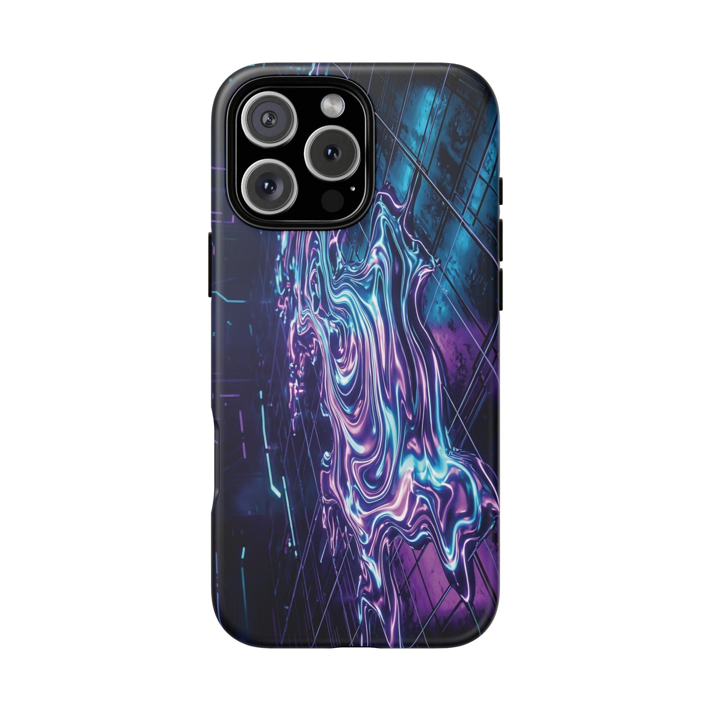 Galaxy Resin Water Tough Case — Neon Purple Blue Abstract Phone Cover