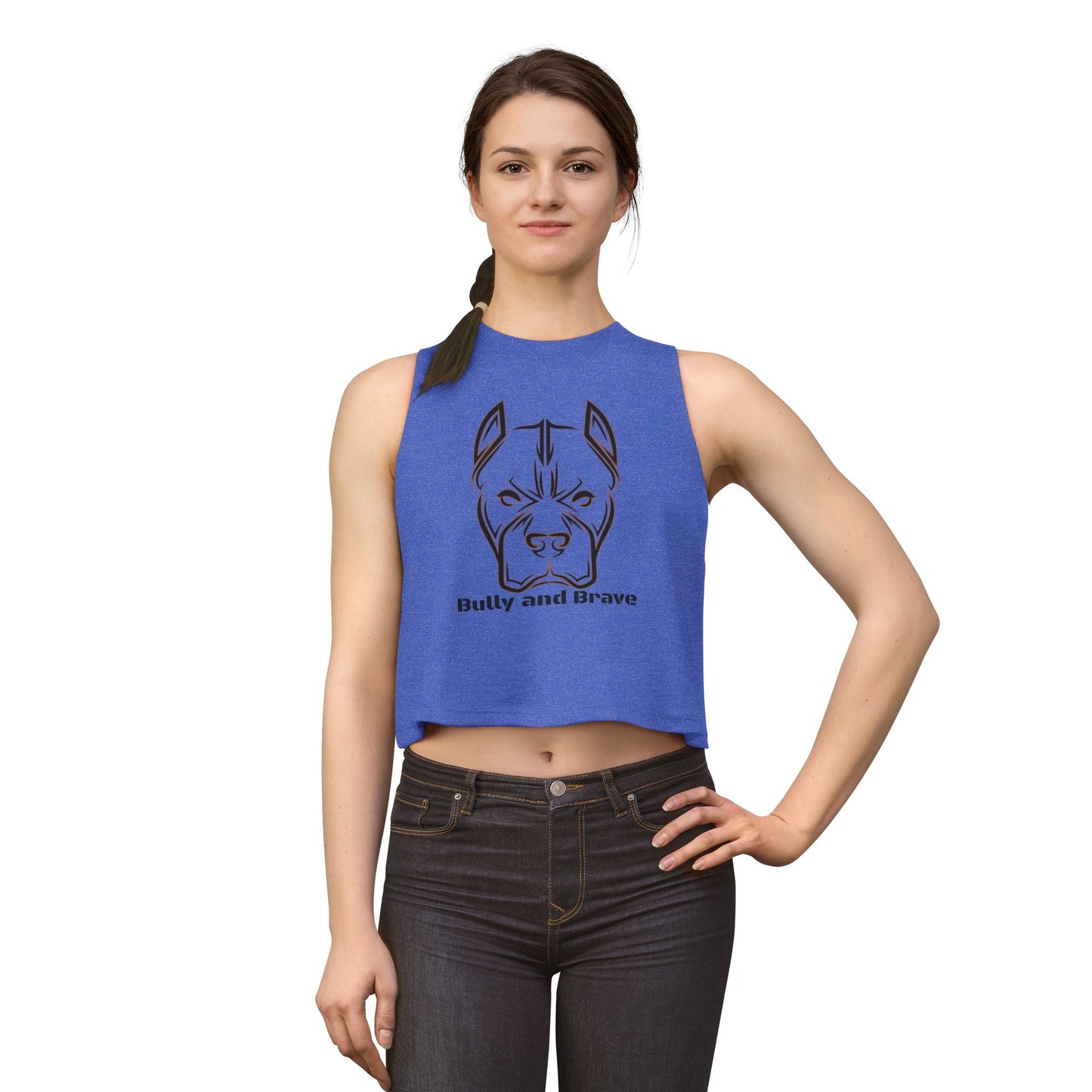Bully and Brave Women's Crop Tank — Pit Bull Face Graphic Crop Top