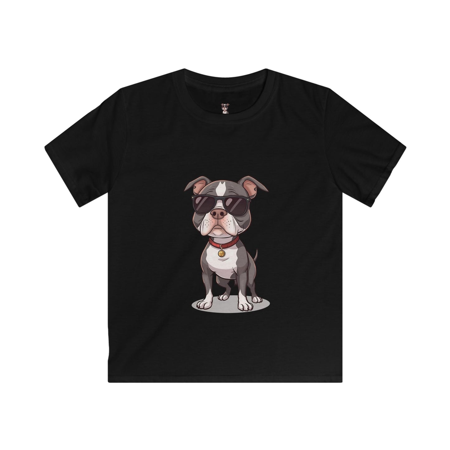 Kids T-Shirt — Cool Sunglasses Pit Bull Puppy Graphic Tee for Boys & Girls