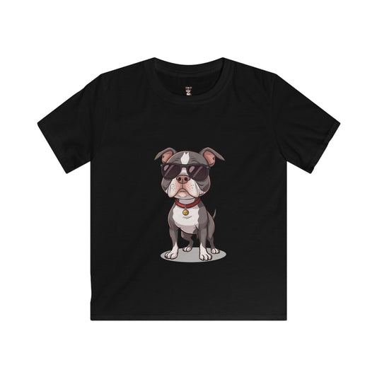 Kids T-Shirt — Cool Sunglasses Pit Bull Puppy Graphic Tee for Boys & Girls