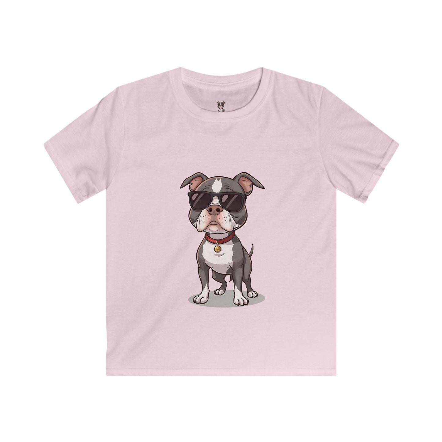 Kids T-Shirt — Cool Sunglasses Pit Bull Puppy Graphic Tee for Boys & Girls