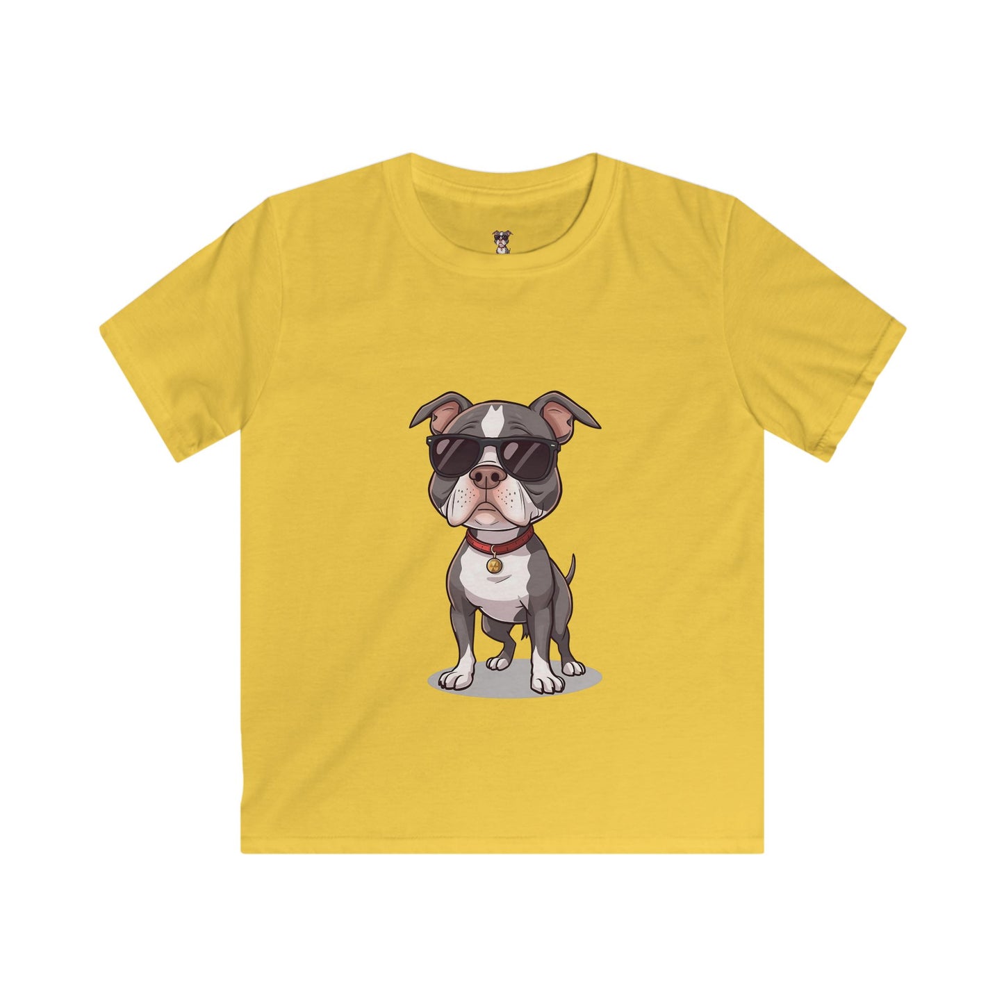 Kids T-Shirt — Cool Sunglasses Pit Bull Puppy Graphic Tee for Boys & Girls
