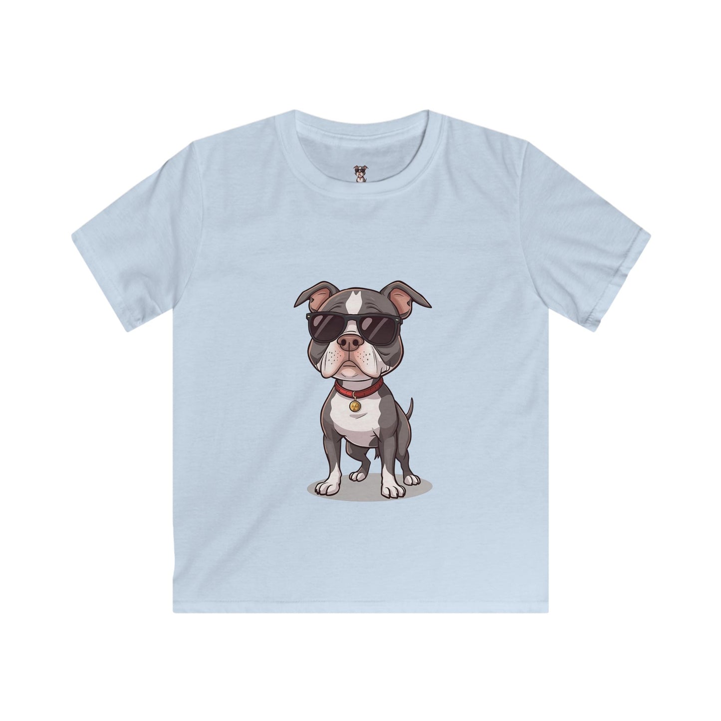 Kids T-Shirt — Cool Sunglasses Pit Bull Puppy Graphic Tee for Boys & Girls
