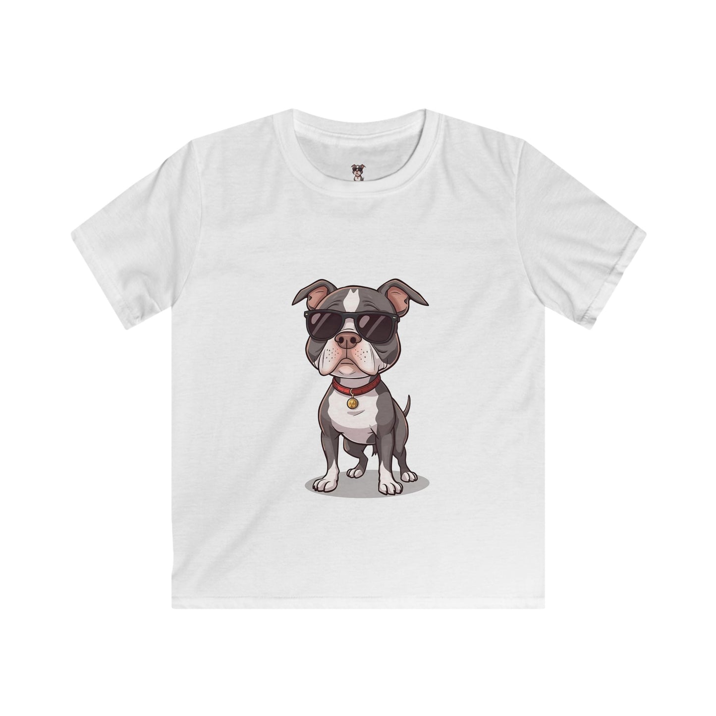 Kids T-Shirt — Cool Sunglasses Pit Bull Puppy Graphic Tee for Boys & Girls