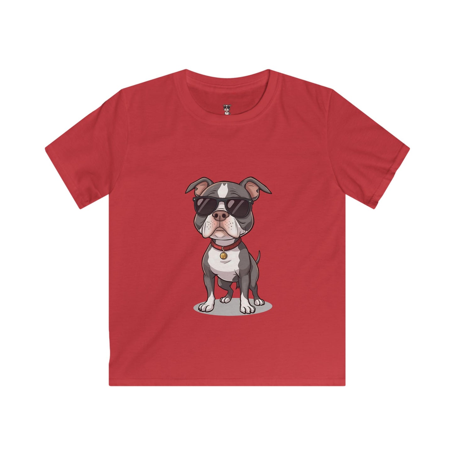 Kids T-Shirt — Cool Sunglasses Pit Bull Puppy Graphic Tee for Boys & Girls