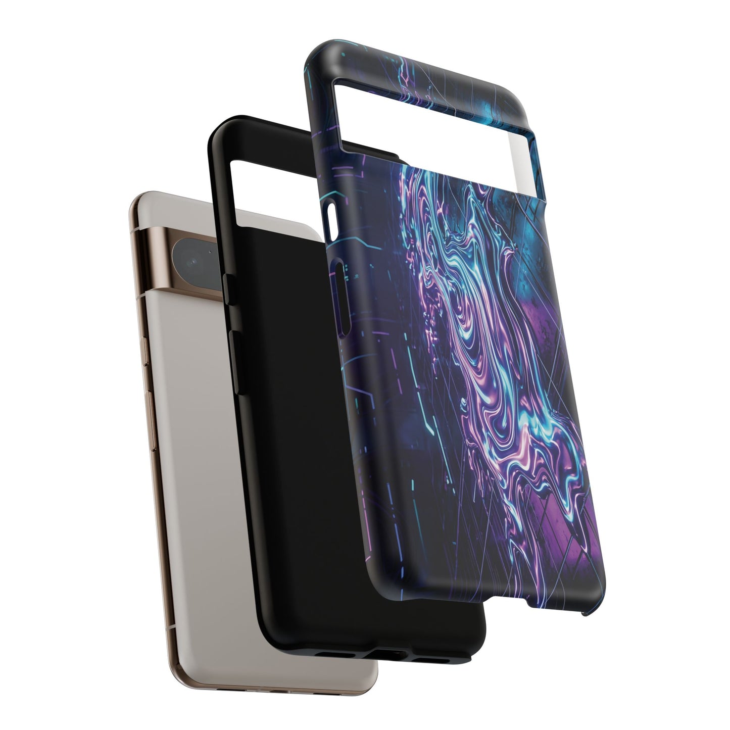 Galaxy Resin Water Tough Case — Neon Purple Blue Abstract Phone Cover