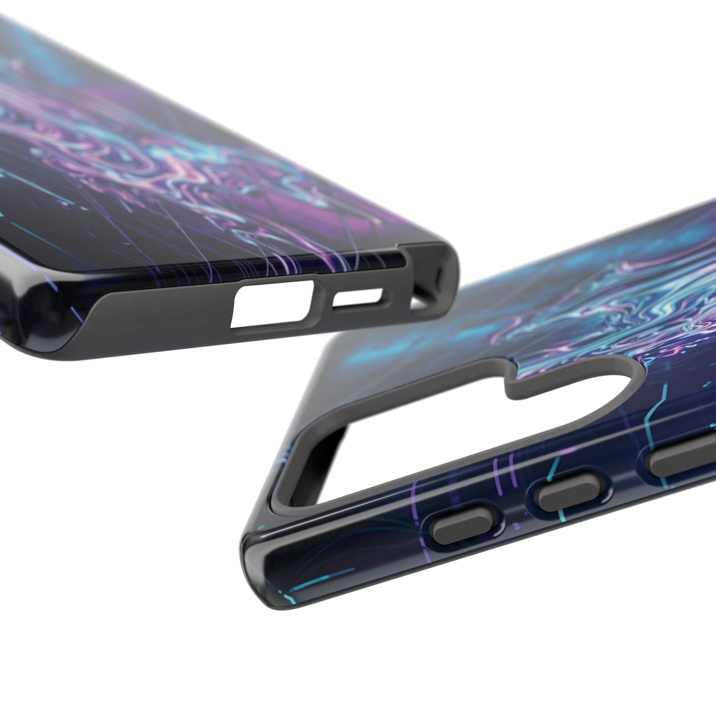 Galaxy Resin Water Tough Case — Neon Purple Blue Abstract Phone Cover