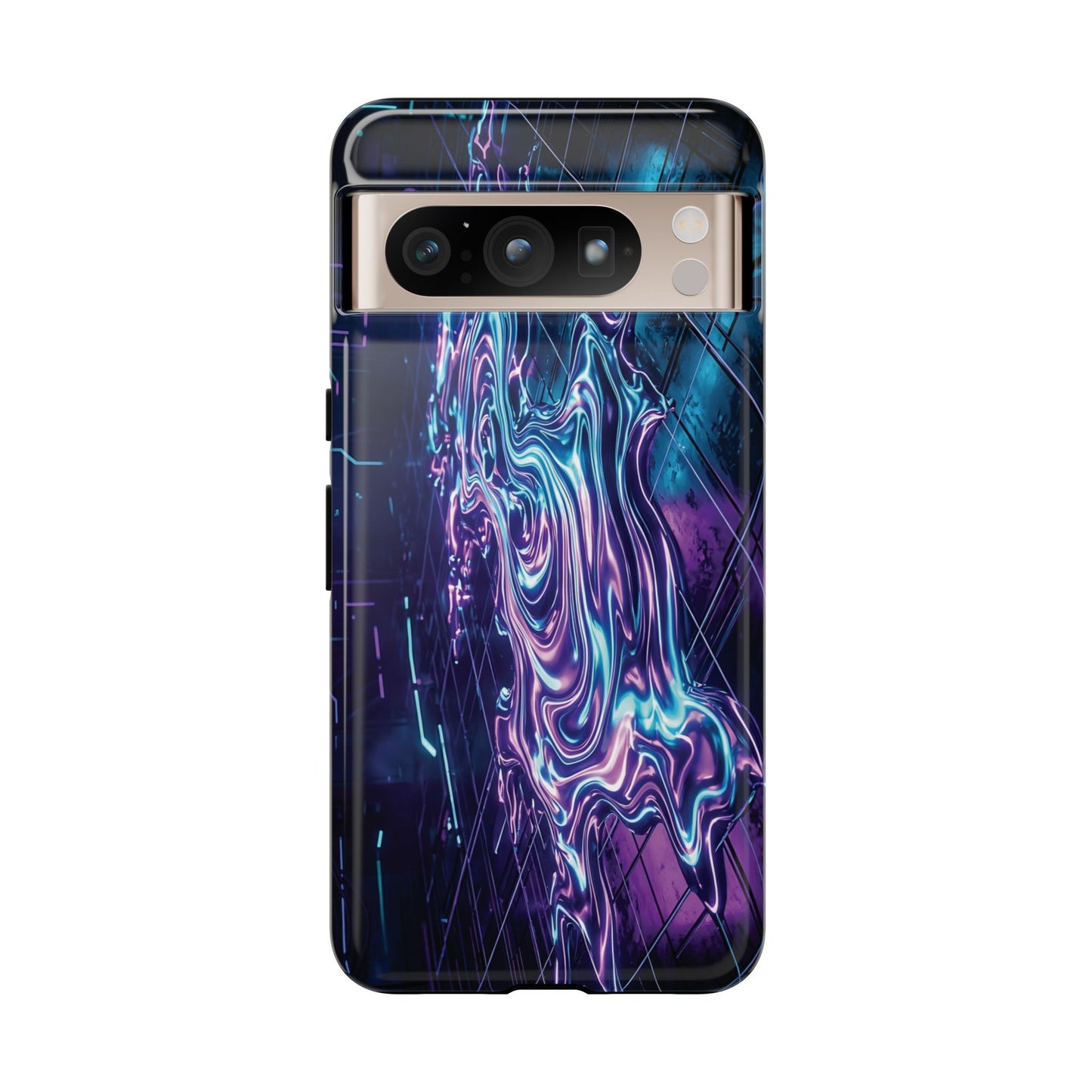 Galaxy Resin Water Tough Case — Neon Purple Blue Abstract Phone Cover