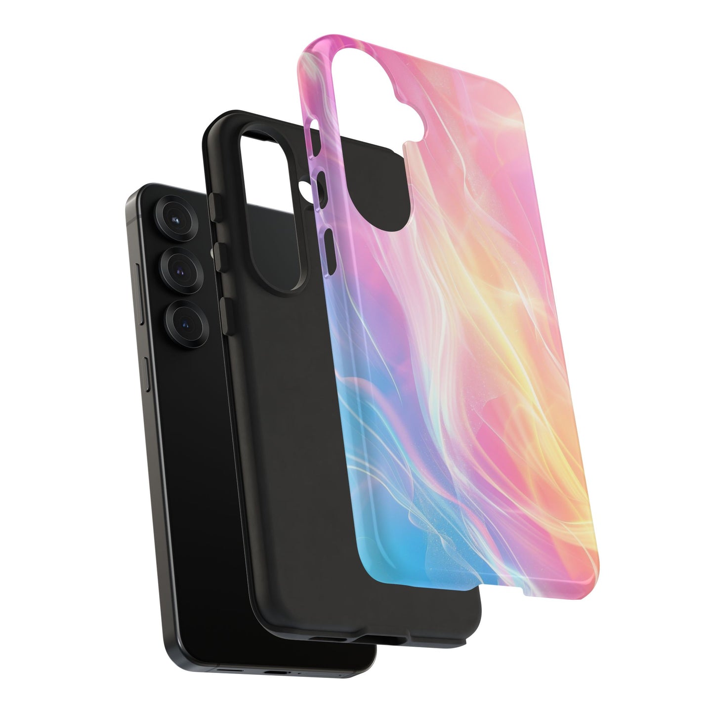 Pastel Marble Tough Phone Case — Protective iPhone Cover with Pink Blue Gradient Swirl