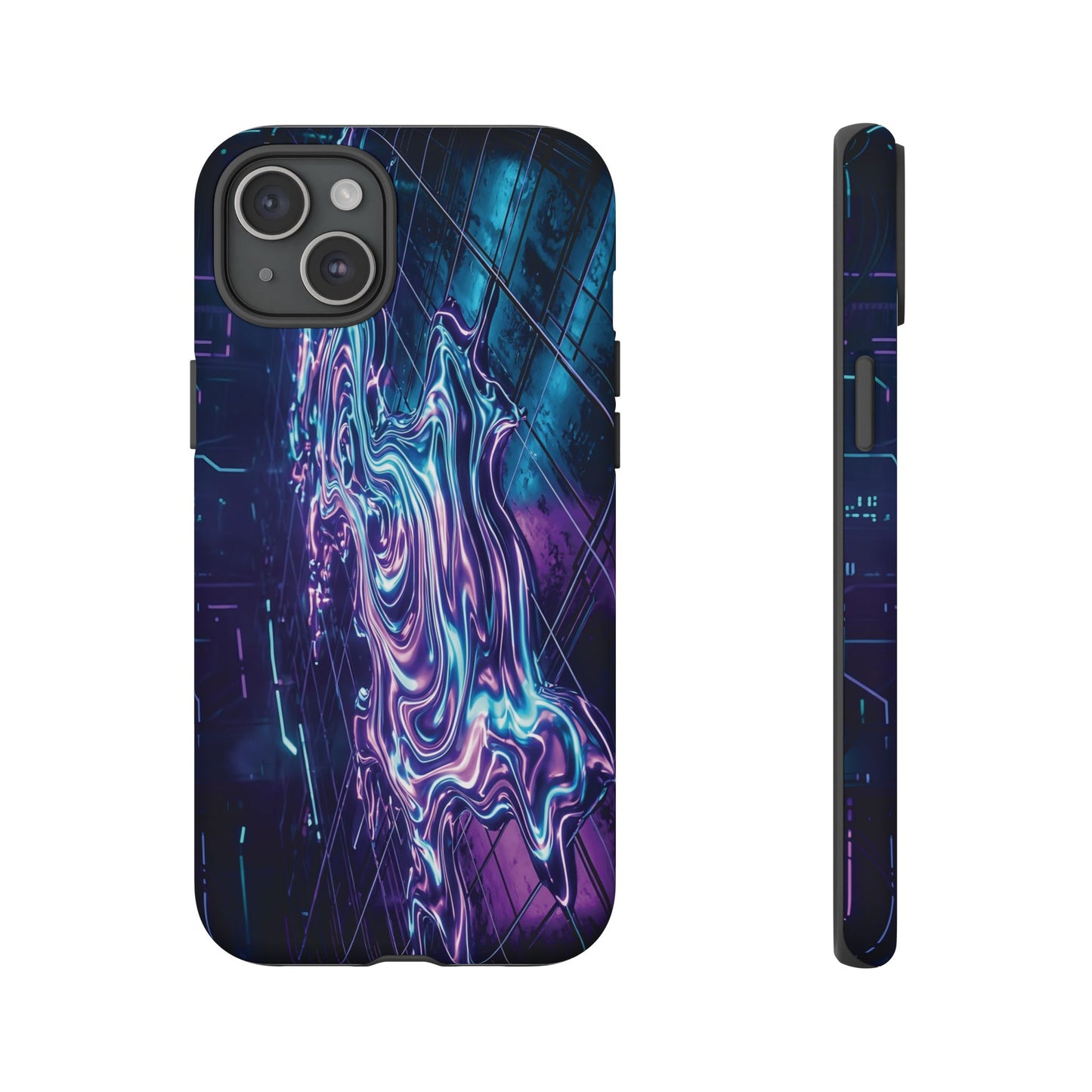 Galaxy Resin Water Tough Case — Neon Purple Blue Abstract Phone Cover