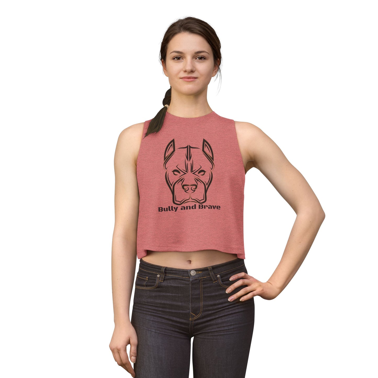 Bully and Brave Women's Crop Tank — Pit Bull Face Graphic Crop Top