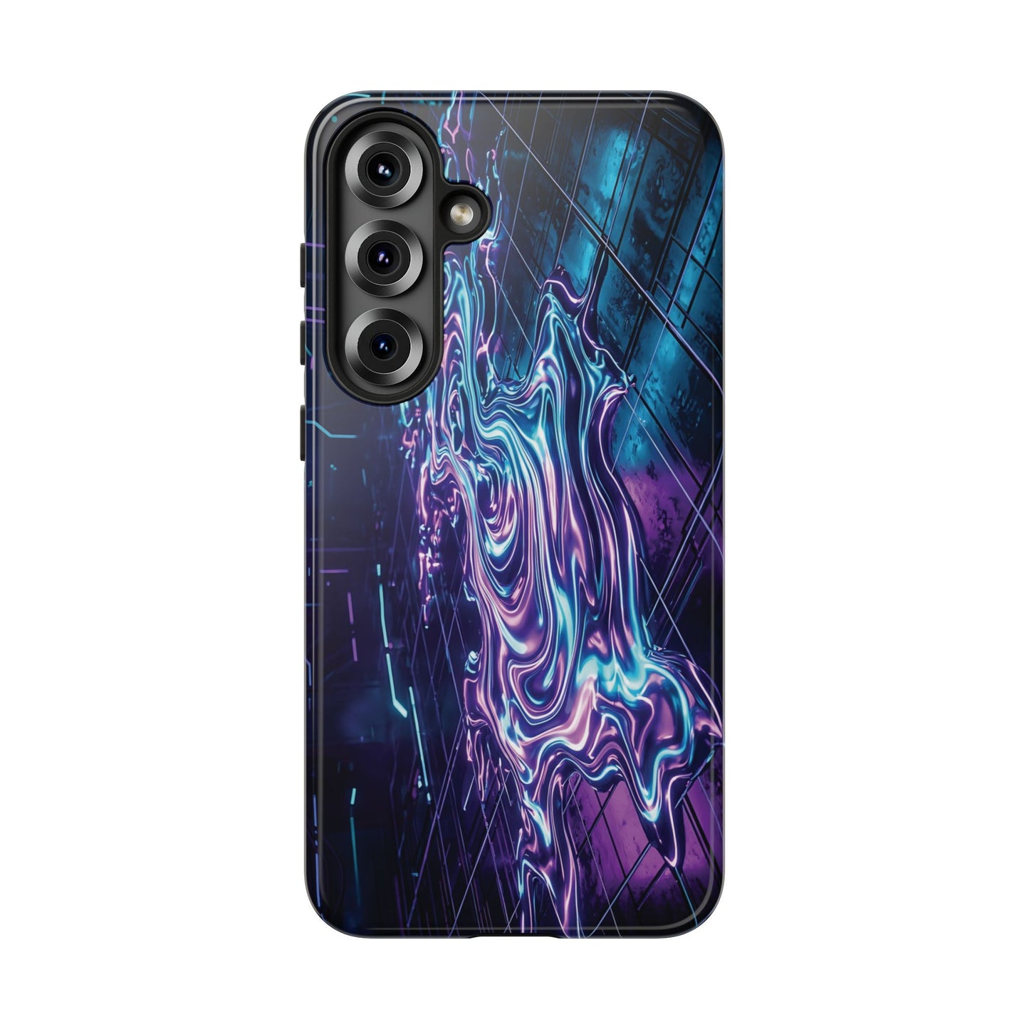 Galaxy Resin Water Tough Case — Neon Purple Blue Abstract Phone Cover