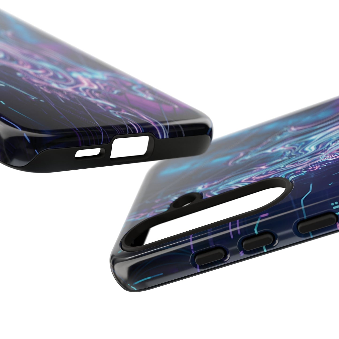 Galaxy Resin Water Tough Case — Neon Purple Blue Abstract Phone Cover