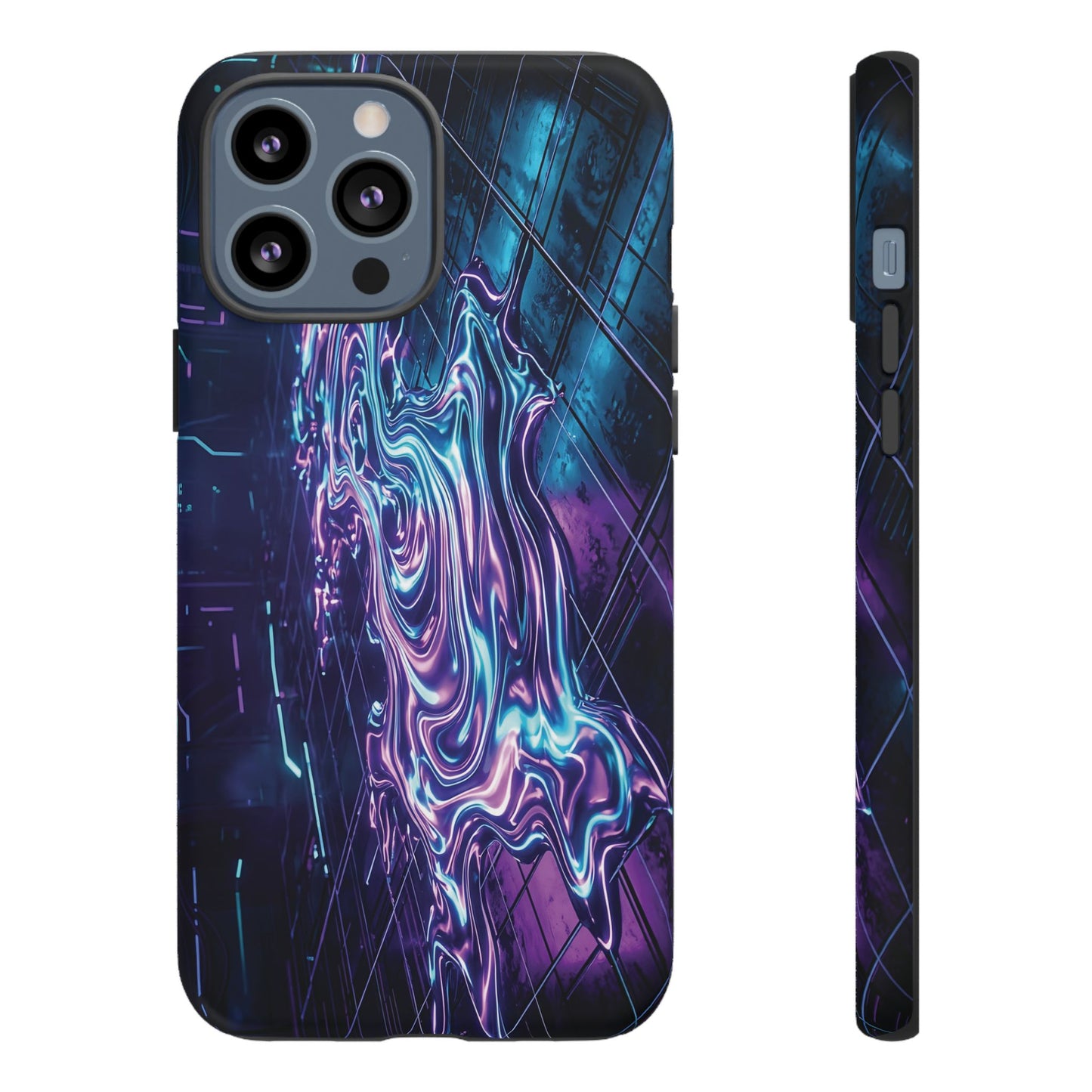 Galaxy Resin Water Tough Case — Neon Purple Blue Abstract Phone Cover