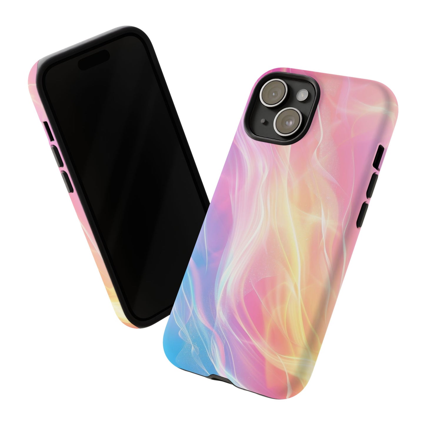 Pastel Marble Tough Phone Case — Protective iPhone Cover with Pink Blue Gradient Swirl