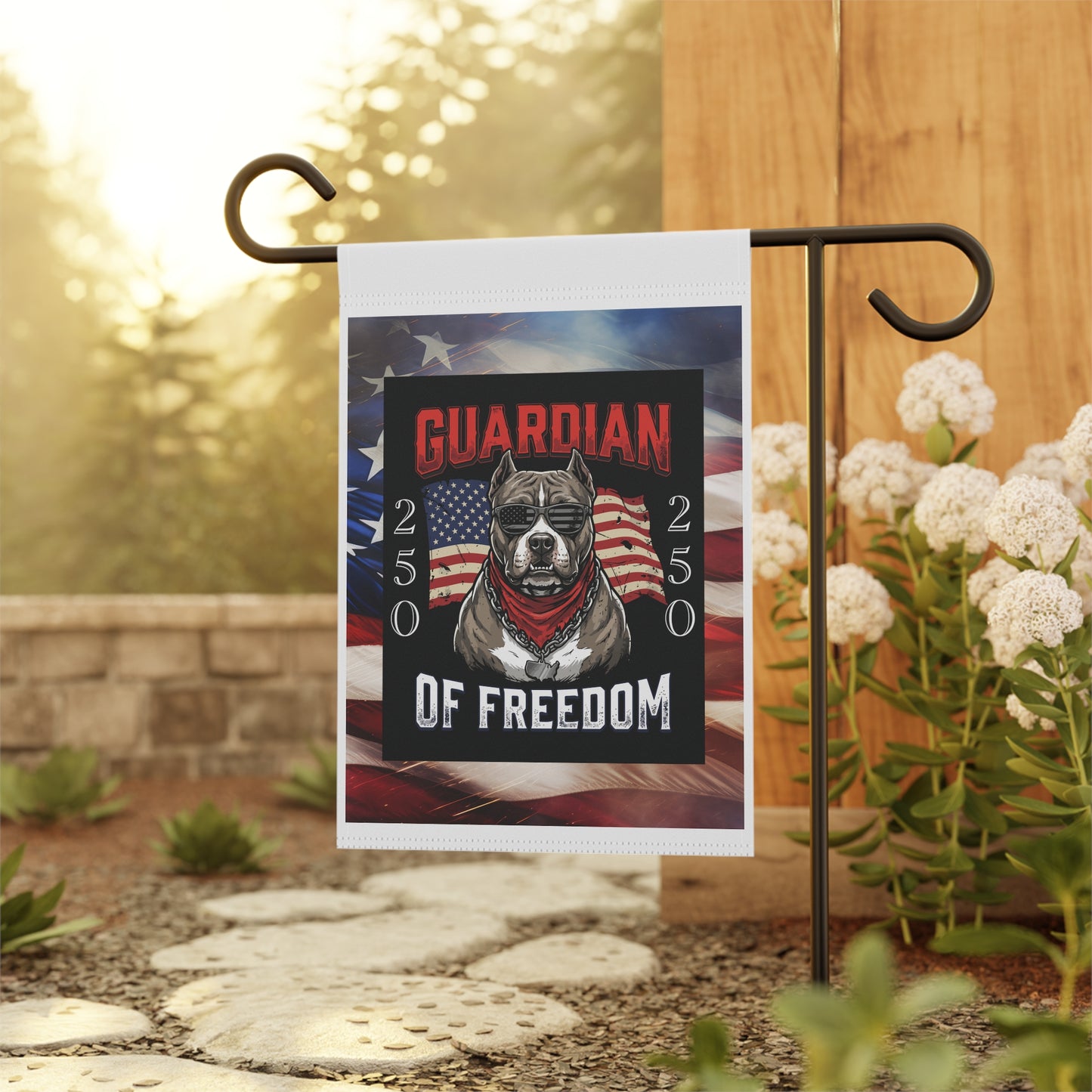 Patriotic Pitbull Garden Flag – "Guardian of Freedom" Outdoor Banner