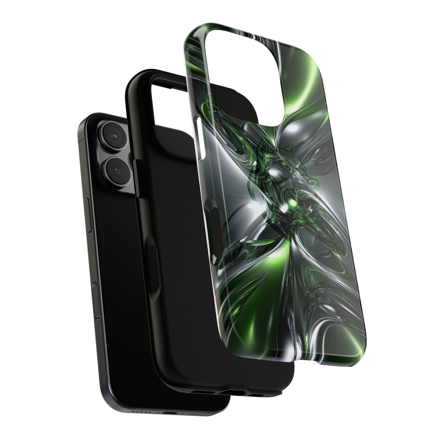 Green Metallic Abstract Tough Phone Case — Rugged Protective Phone Cover