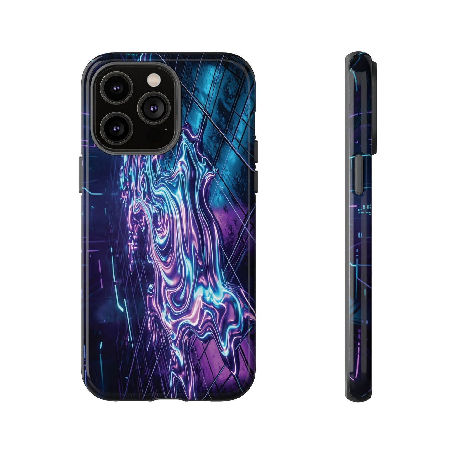 Galaxy Resin Water Tough Case — Neon Purple Blue Abstract Phone Cover