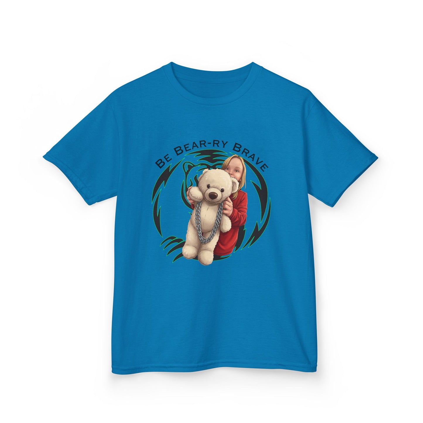 Be Bear-ry Brave Kids T-Shirt — Custom Photo-to-Cartoon Brave Bear Tee